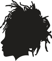 Silhouettes of African American men part 2, profile with various hairstyles, contour on white background. Vector illustration