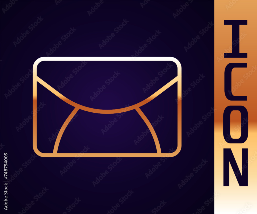 Poster gold line mail and e-mail icon isolated on black background. envelope symbol e-mail. email message s