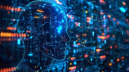 AI (Artificial Intelligence) concept. Deep learning. GUI (Graphical User Interface).