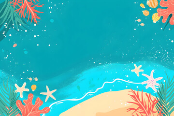 Obraz na płótnie Canvas under sea background with plants and a starfish