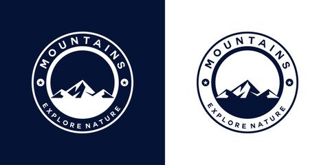 Mountain logo design inspiration with circle vintage style
