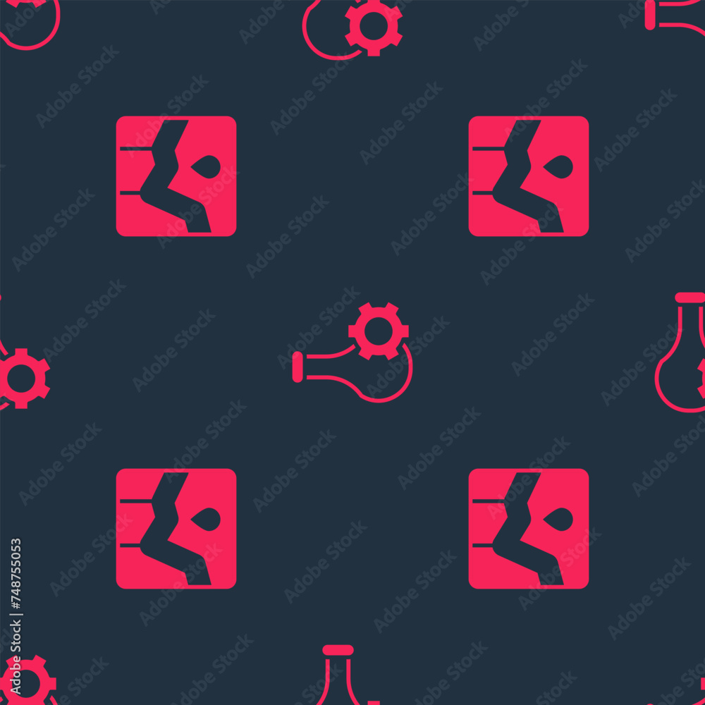 Poster set graph chart infographic and test tube on seamless pattern. vector