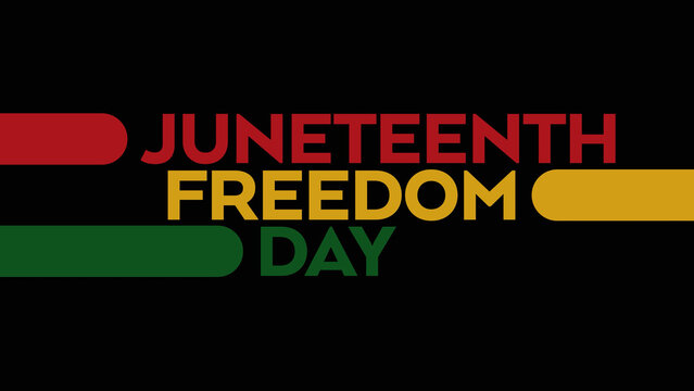 Juneteenth Freedom Day celebration design on white and black background to celebrate historic events honoring Juneteenth Freedom Day with African American heritage emancipation liberation and equality