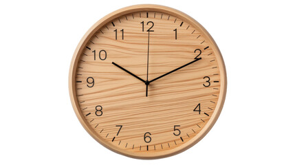 Sleek Wooden Wall Clock on transparent background