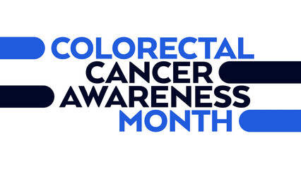 colorectal cancer awareness month colorful text typography on white or black background banner illustration great for wishing and celebrating awareness for Happy colorectal cancer awareness month