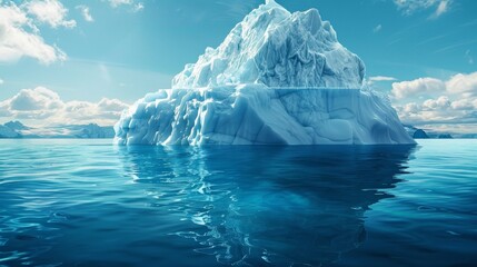 An iceberg with a visible blockchain structure, highlighting climate change and crypto's potential role in combating it. - obrazy, fototapety, plakaty