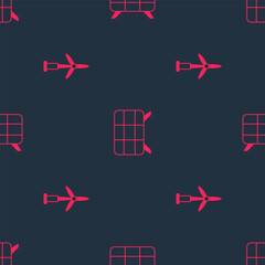 Set Wind turbine and Solar energy panel on seamless pattern. Vector