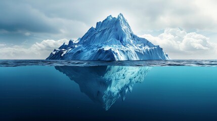 An iceberg with visible and hidden layers, depicting the surface and depth of crypto regulations. - obrazy, fototapety, plakaty