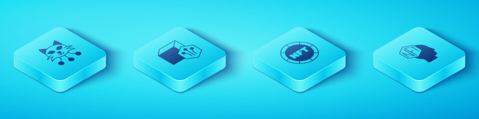 Set Isometric NFT Digital crypto art, and icon. Vector