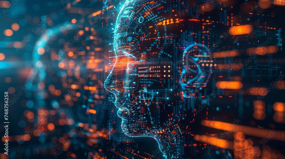 Poster artificial intelligence managing crypto: an ai interface optimizing a crypto portfolio, illustrating
