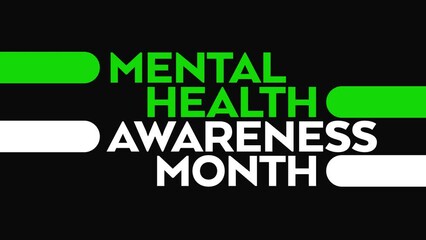 mental health awareness month text animation on black background for mental health awareness month in may