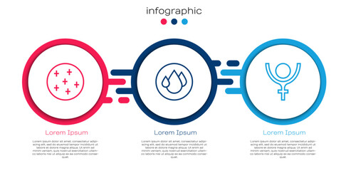Set line Full moon, Water drop and Symbol Pluto. Business infographic template. Vector