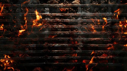 Big copy of BBQ grill coal texture background space. Generative Ai - obrazy, fototapety, plakaty