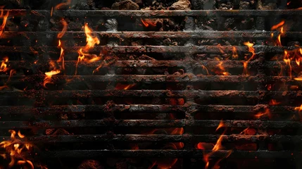 Foto op Plexiglas Big copy of BBQ grill coal texture background space. Generative Ai © Imran