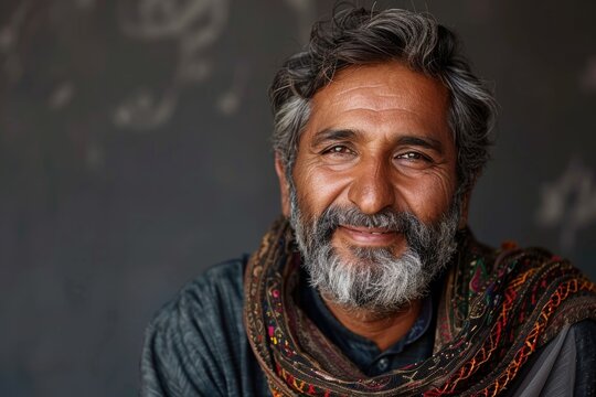 emotional portrait of happy pakistani man, ai generated