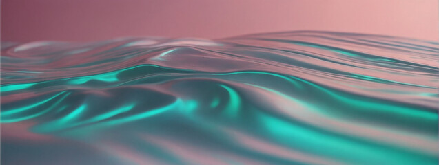 Pastel pink and mint green holographic gradient neon wave with a smooth liquid texture.