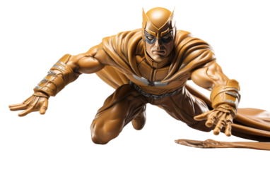 Superhero Action Figure Dynamic Pose on transparent background