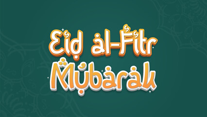 Eid al-Fitr Mubarak Banner Vector with Editable Text Effect