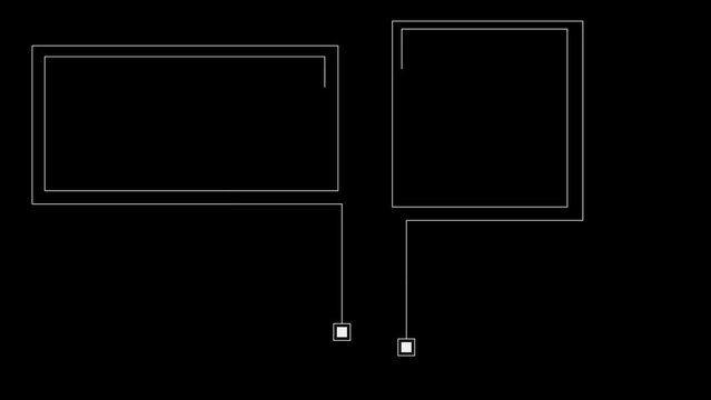 HUD elements frame and lines callout on black bg 4K video.