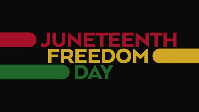 Celebrate Juneteenth Freedom Day with motion graphics and seamless loopable kinetic typography text animation on white and black background for historic November events honoring Juneteenth Freedom Day