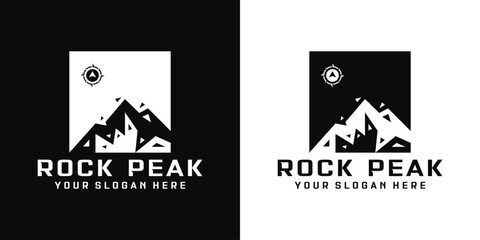 rock mountain silhouette logo design