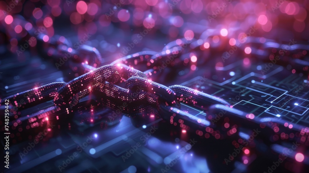 Aufkleber blockchain security features: an abstract visualization of blockchain technology's security features