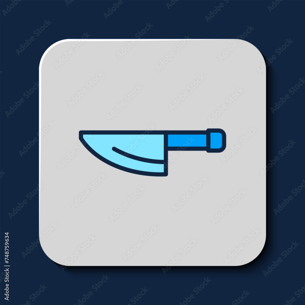 Wall mural Filled outline Knife icon isolated on blue background. Cutlery symbol. Vector