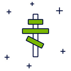 Filled outline Christian cross icon isolated on white background. Church cross. Vector