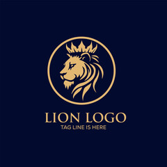 lion with a crown for elegant and luxury brand identity logo, symbol, icon. Vector illustration. generative ai