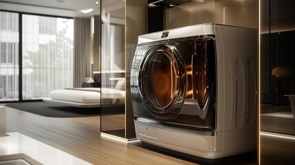 A futuristic washing machine. Generative AI.