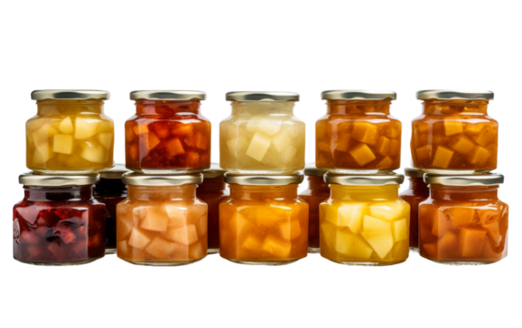 Assortment of Small Glass Containers on transparent background