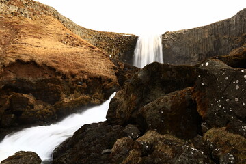 View on a waterfall in the Snæfellsjökull National Park, Iceland