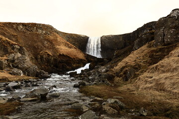 Fototapeta na wymiar View on a waterfall in the Snæfellsjökull National Park, Iceland