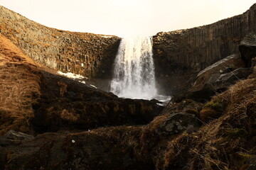 View on a waterfall in the Snæfellsjökull National Park, Iceland