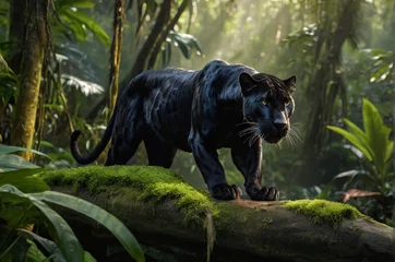 Tuinposter A black panther in a rainforest © Omar