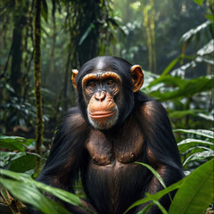 A monkey in a rainforest