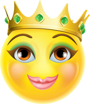 recommend clip art: Queen Princess Emoticon Gold Crown Cartoon Face