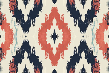 The Ikat seamless pattern integrates famous landmarks motifs in a flat design aesthetic.