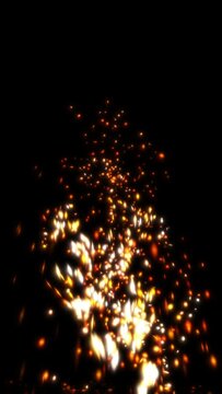 Welding Sparks and Fire Toward to Camera on black background