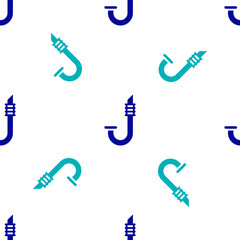 Blue Snorkel icon isolated seamless pattern on white background. Diving underwater equipment. Vector