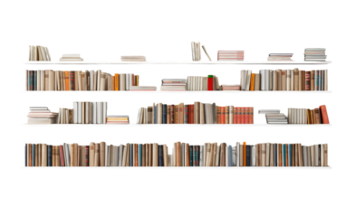 Wooden Bookshelf Isolated on Transparent Background