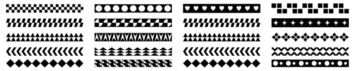 set of line divider. collection of geometric lines, divider, black brush stroke for illustrator - obrazy, fototapety, plakaty
