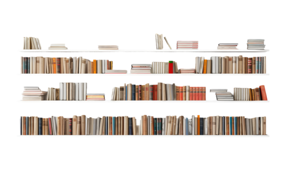 Wooden Bookshelf Isolated on Transparent Background