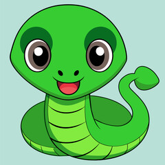 Green snake: illustration of a New Year's symbol