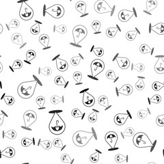 Black Umbrella icon isolated seamless pattern on white background. Insurance concept. Waterproof icon. Protection, safety, security concept. Vector