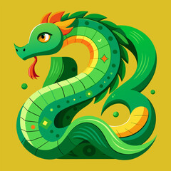 Symbol of the New Year in illustrations: green snake