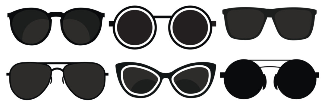 Sunglasses Icon Set | Sunglasses Vector Illustration Logo | Dark Glasses Icons Isolated Collection. Vector illustration. EPS 10