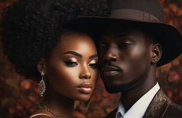 Black man and black woman form a romantic couple	