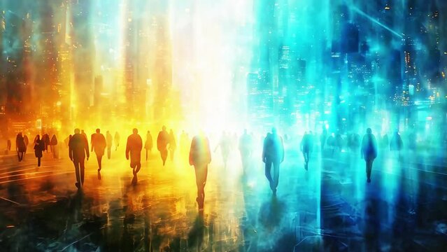 abstraction of the movement of mankind through the matrix of the world