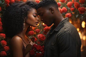 Black man and black woman form a romantic couple	